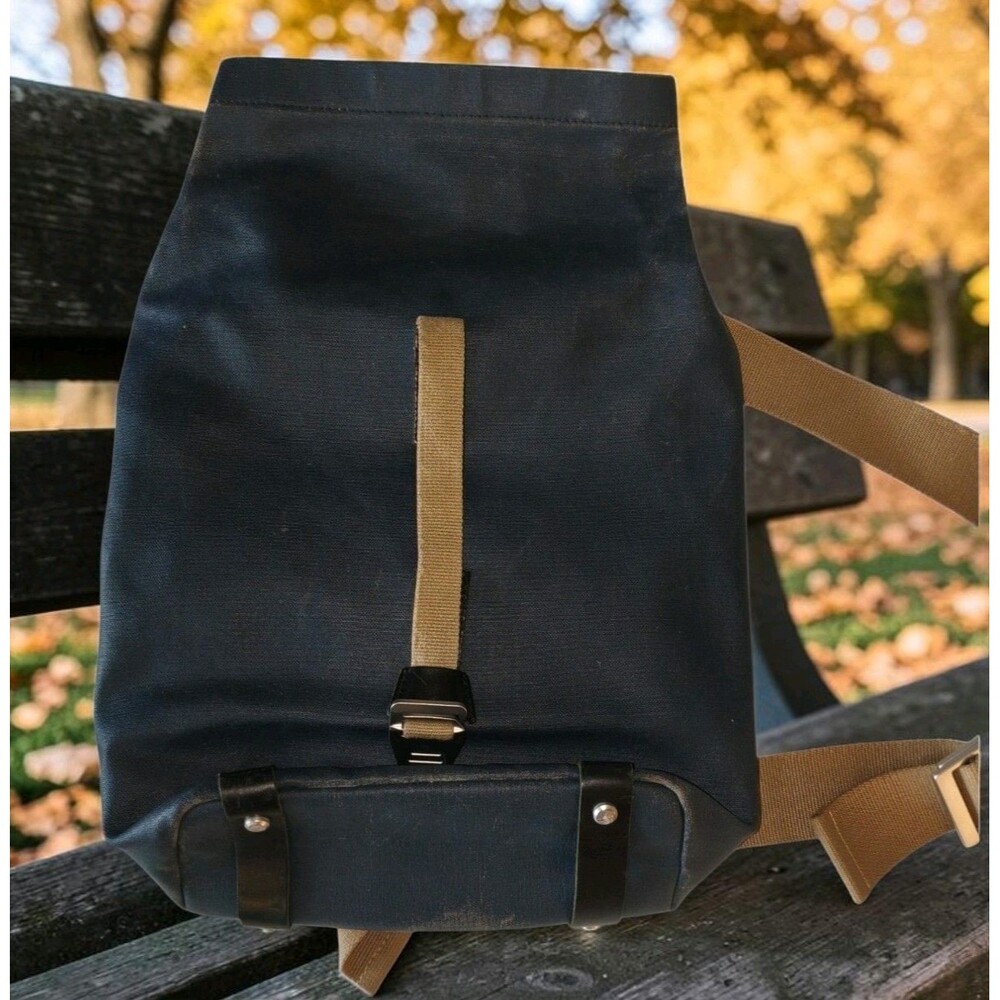 Brooks Pickwick Canvas Bag Navy Blue Coated Waxed Cycling Roll Top Backpack